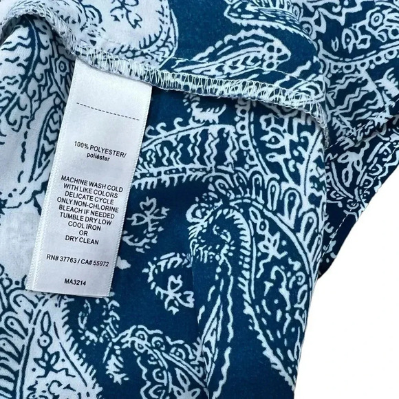 Laundry by Shelli Segal Blue Paisley Print Sleeveless Blouse XL - Picture 3 of 4